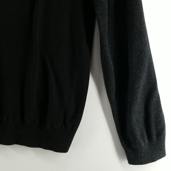 Calvin Klein Sweater Women's Large Raised Strip V Neck Long Sleeved Cotton Black - Picture 9 of 10